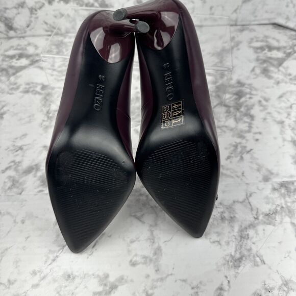 KENZO Womens LOVE Pump Heels Size 38 / 7.5 Deep Wine Maroon Black Love - Picture 7 of 8